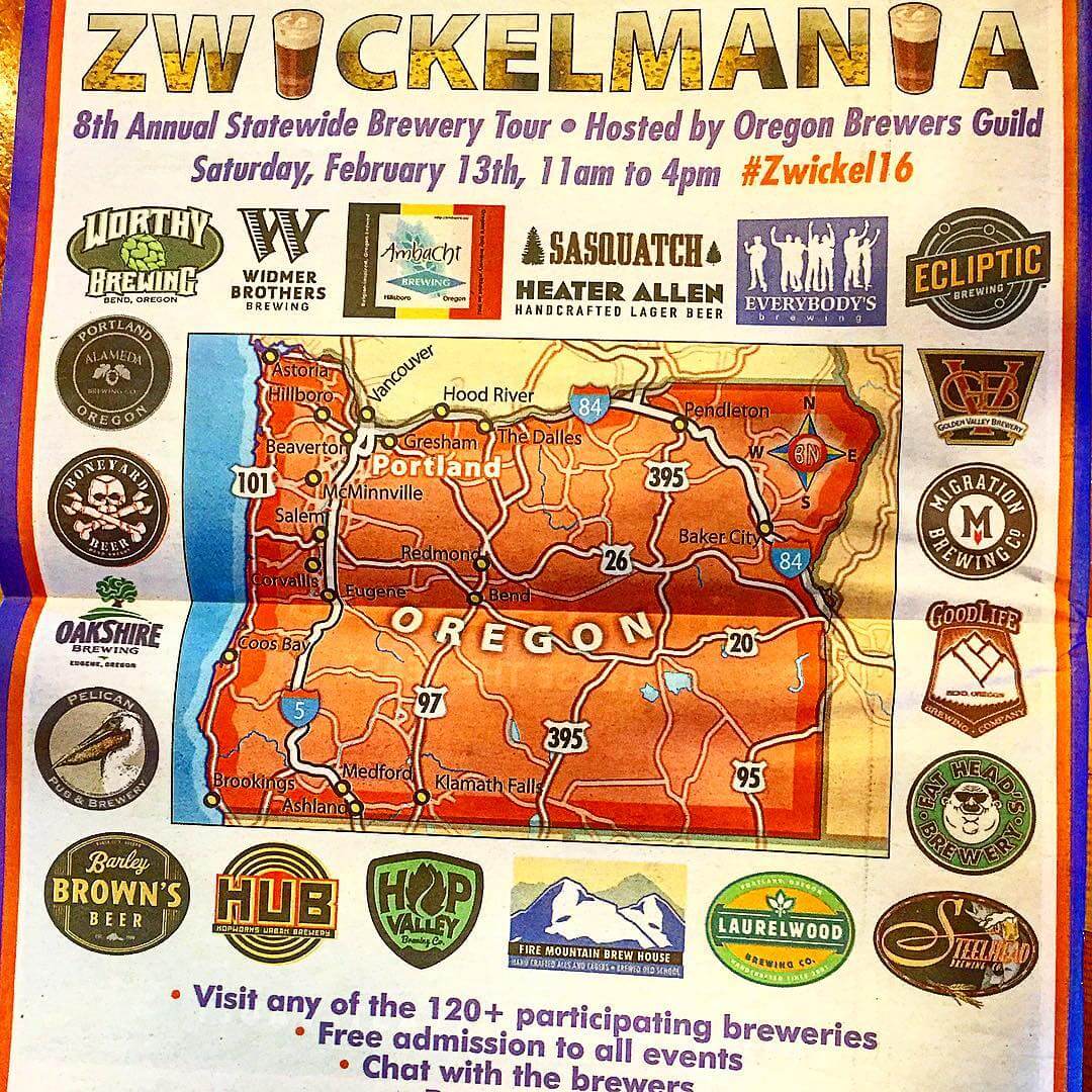 Zwickelmania Saturday February 13th come see us. Free Samples, swag sale, tours, @backdropdistilling @cohomebrewers #inbend #oregonbeer #craftbeer #brewerylife