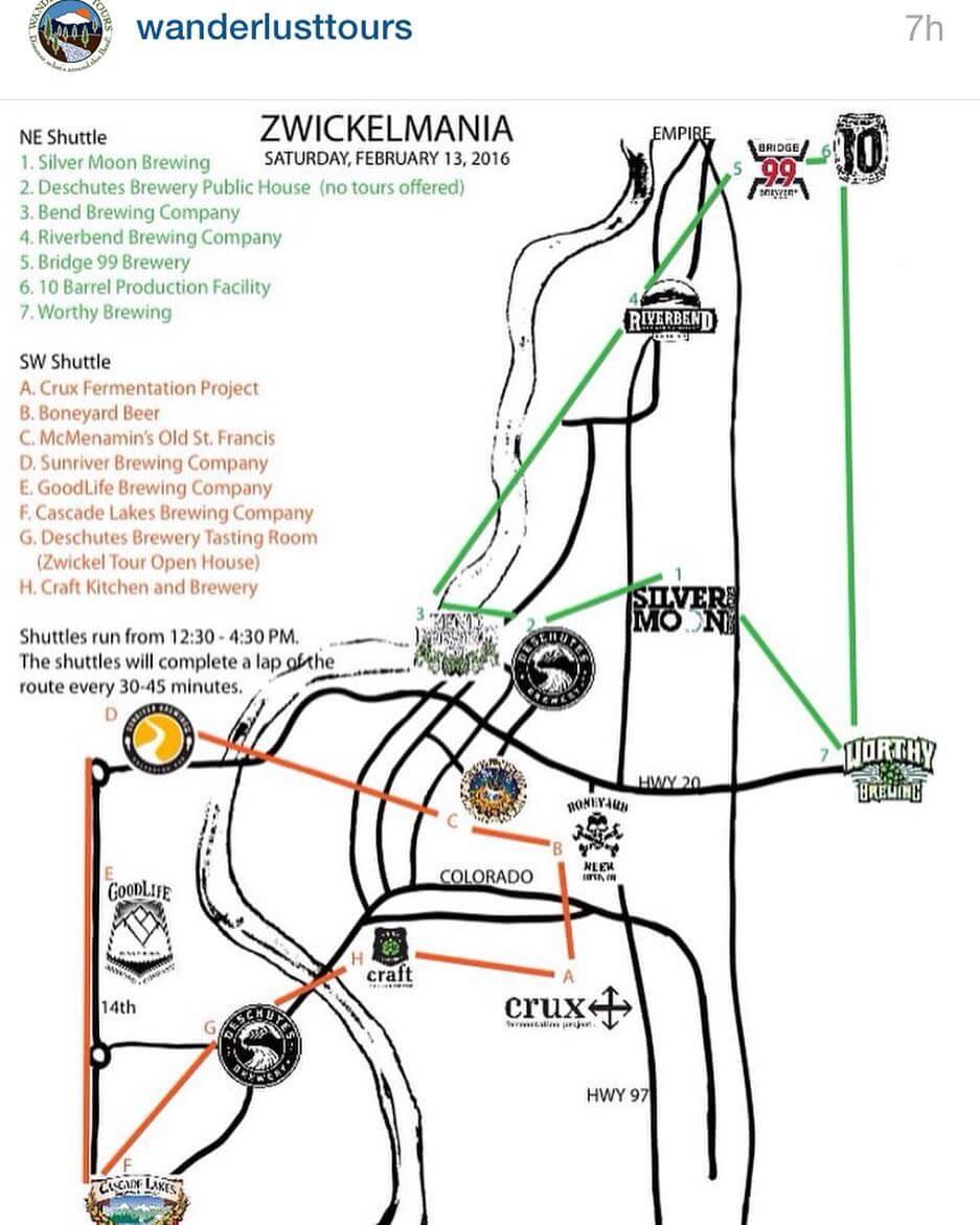 Grab a shuttle from brewery to brewery on Saturday for Zwickelmania. Join us for behind the scenes tours, tasting, swag sale and more! #inbend #zwickelmania2016 #oregonbeer #craftbeer #bendbeer @cohomebrewers