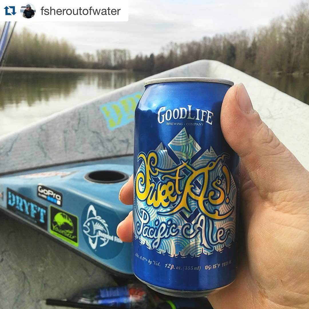 Hope everyone had a #sweetas  Sunday ????: @fsheroutofwater | #goodlifebrewing #bend #oregon #sweetaspacificale #craftbeer #cannedbeer #drinklocal #oregonbeer #flyfishing #gopro