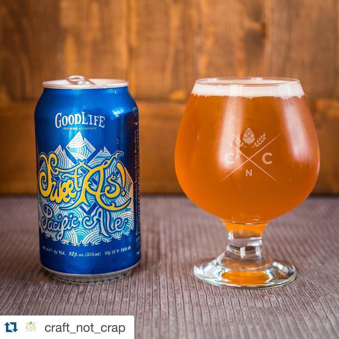 Have a #sweetas Monday! ????: @craft_not_crap | #goodlifebrewing #bend #oregon #sweetaspacificale #oregonbeer #drinklocal #craftbeer #cannedbeer #craftnotcrap