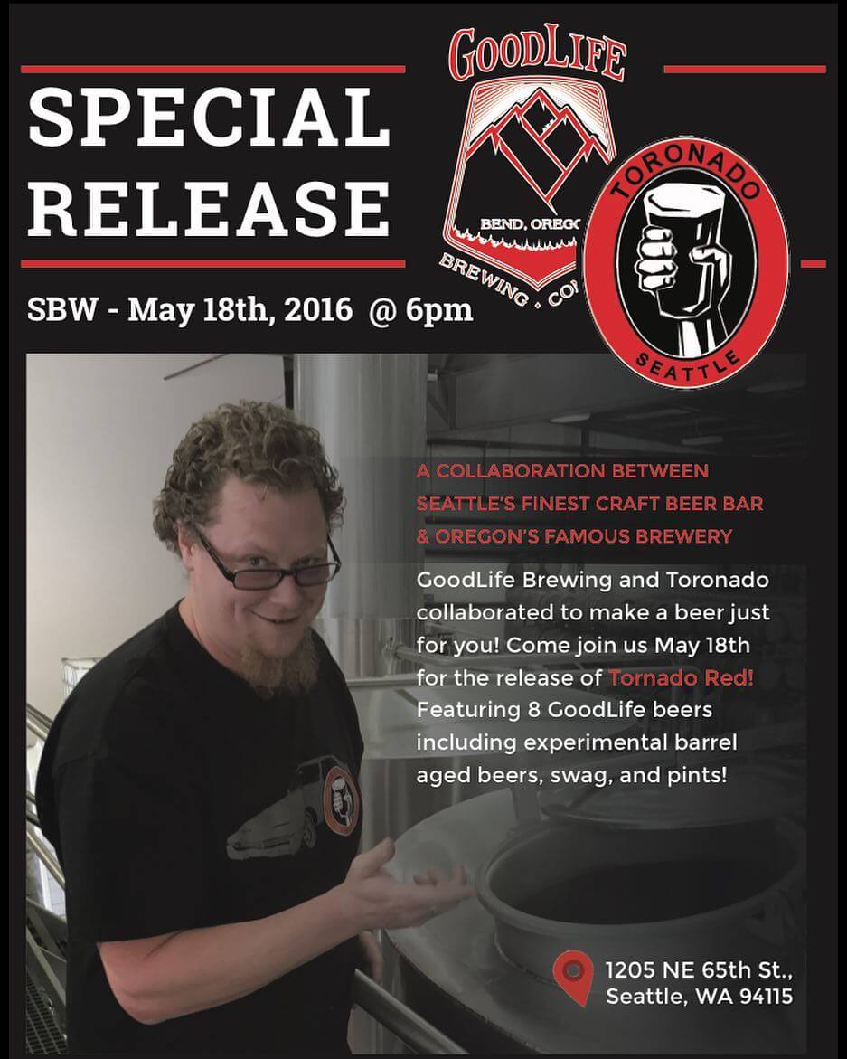 We are almost a week away from the release of Toronado Red! Come join us on May 18th! 🍺
🍺
🍺

#goodlifebrewing #bend #oregon #toronadored #toronado #seattle #sbw #sbw16 #oregonbeer #craftbeer #beeradvocate #untappd #washingtonbeer #mattbonney