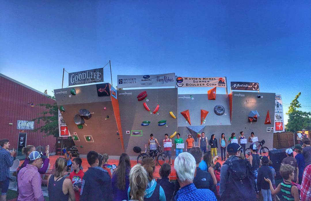 All of the finalists from last nights @summer_comp Bouldering Comp! Congrats to @nathaniel.coleman and @alannah_yip on winning $2,500 cash and a bike from @hutchsbicycles!  If you missed out on this last night, you definitely won't want to miss it next year! These athletes are freakishly #strong and fun to watch!  #bendsummercomp