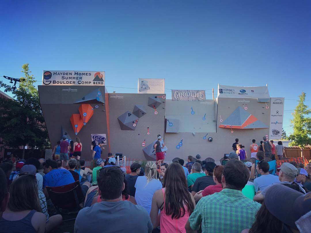 The @summer_comp Bouldering Comp is about to get underway. The #athletes are checking our the routes and about to start climbing. Follow the #livestream on @theoutsidegames #facebook page now! @subaru_usa @metoliusclimbing