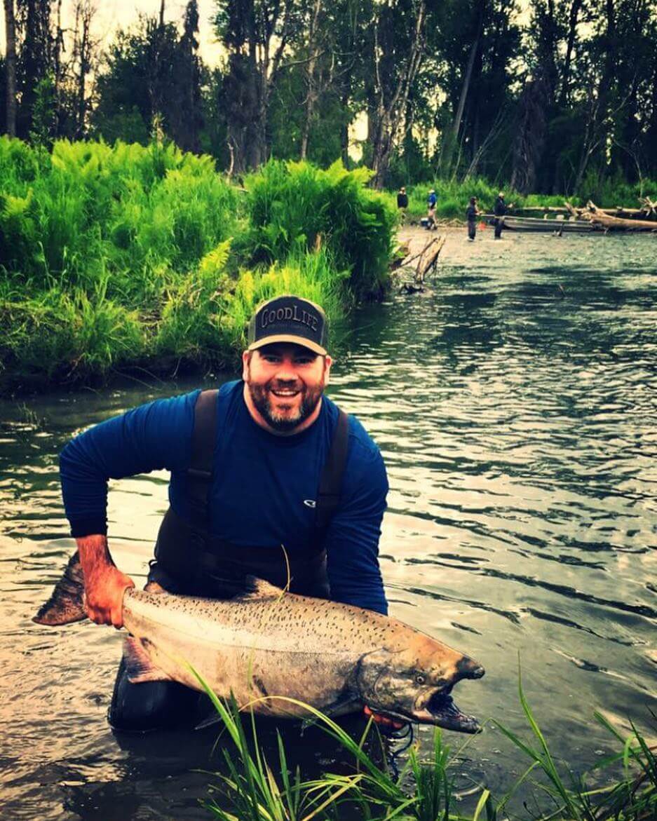 With a @goodlifebrewing hat on, you can do anything! In fact, wearing our camo hat helps blend in so you can catch big #fish and live the #goodlife 📸: @kylerenstrom