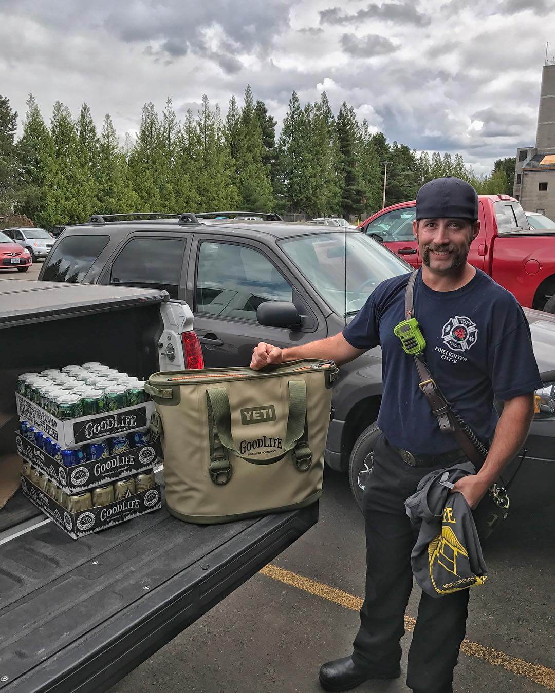 The winner of the GoodLife Adventure pack couldn’t have gone to a cooler person. Chris Birchard, the winner, makes sure that the #portland fire department trainees can help protect you. Thanks and congrats Chris!