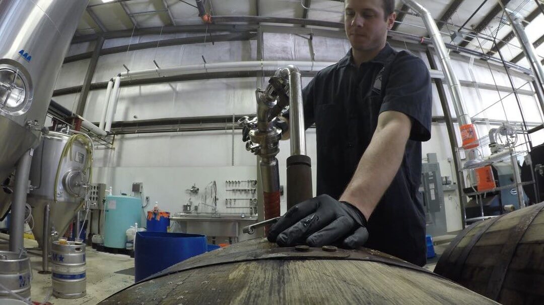 Here’s a little footage of our crew putting a Russian Imperial Stout into some @fourrosesbourbon barrels today! Watch for the first pump at the end, it’s classic!