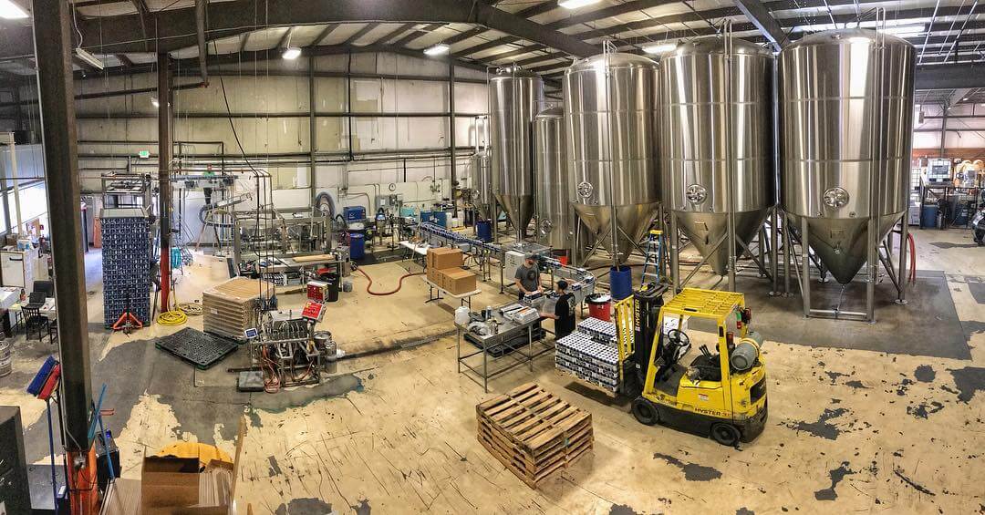 An aerial view of our brewery elves canning away today