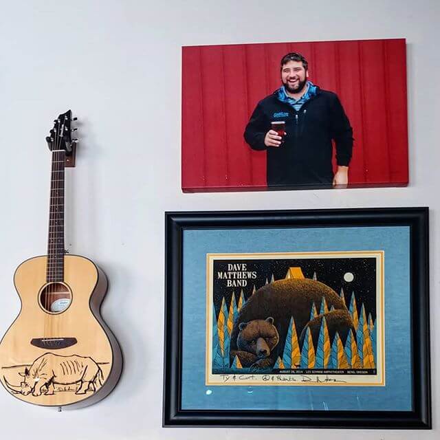 Happy Friday Everyone. Come by the tasting room and see our latest additions. Curt always had a passion for a few things. A good beer, time with friends & family and music! Our good friend gifted us a unbelievable signed guitar and local concert poster from Dave himself @davematthewsband Come by and cheers one to Curt. 
Eat, Drink and Be Merry!🍻