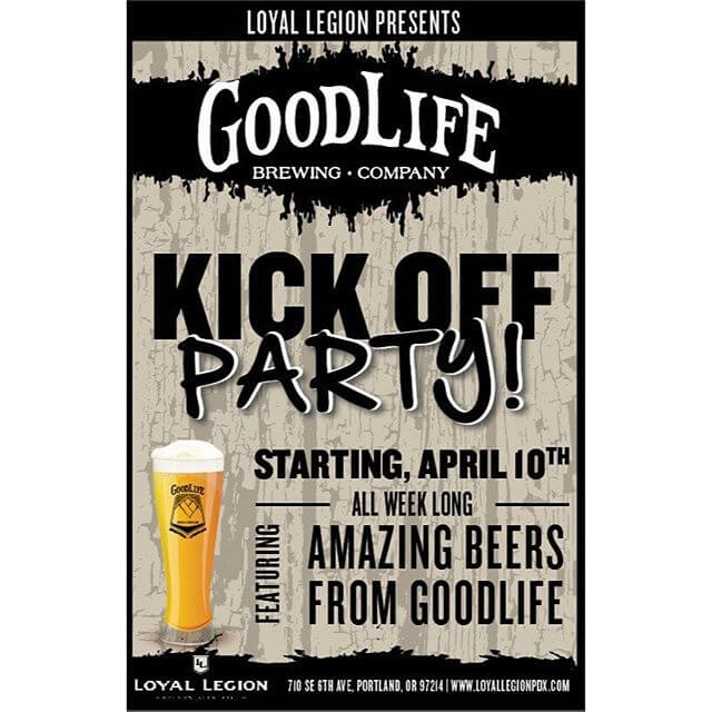 We are taking over the taps @loyallegionpdx this week and we are kicking it off tonight from 5pm-8pm! Come try a #pint of some beers that have never left the pub as well as our flagships! The owners will be there hanging out with everyone so come say hi! #loyallegionpdx #goodlifebrewing