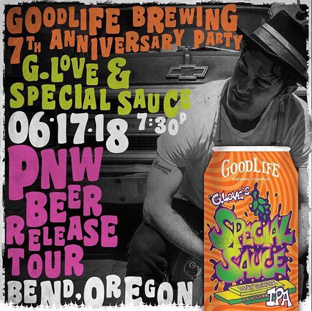 Today is our 7th Anniversary Party and we are excited to announce that G. Love aka @phillyglove will be playing an acoustic set tonight for FREE at @goodlifebrewing from 7:30-8:30pm! We are optimistic the weather is going to hold out and it’s going to be an epic night! @leadbettereric is going on stage shortly so come on down!