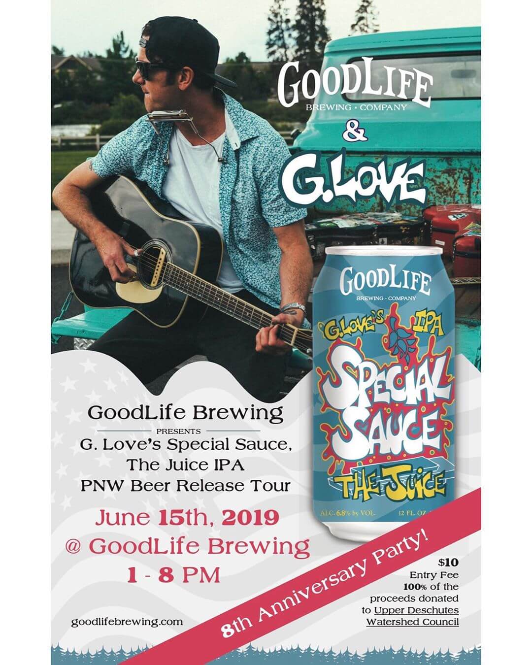 Come join us TODAY as we celebrate our 8th Anniversary Party! We can’t believe it’s been 8 years already but thanks for all of the support!

The party starts at 1pm and @phillyglove will be playing a solo show from 4pm-6pm! Tickets are $10 which includes a free beverage and 100% of ticket sales are being donated to @restorethedeschutes!