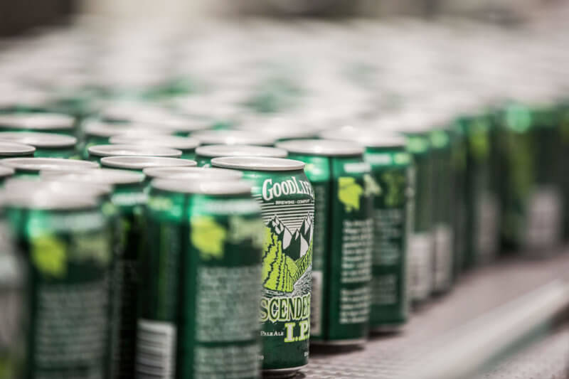 Cans of beer at GoodLife brewery in Bend