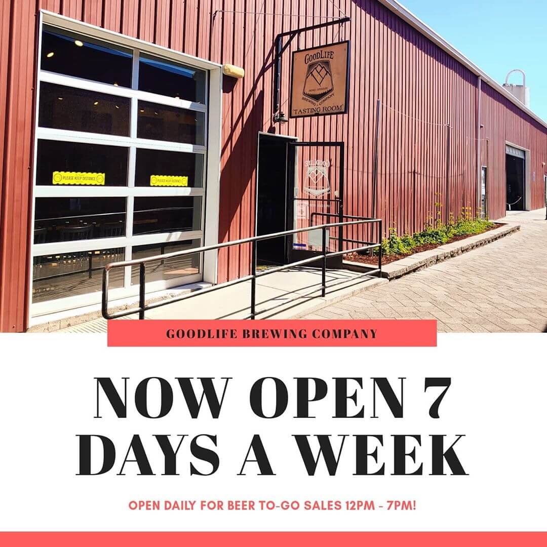 Good News! We are now open daily 7 days a week for beer to-go sales 12pm – 7pm. We also have 64oz  Growlers and 32oz Growlettes back in stock for growler fills. 
Also MUG CLUB Mondays are back in a limited way. Current Mug Club Members only, stop by every Monday and see what our Mug Club Special is! 
Also more big news coming this week, stay tuned!